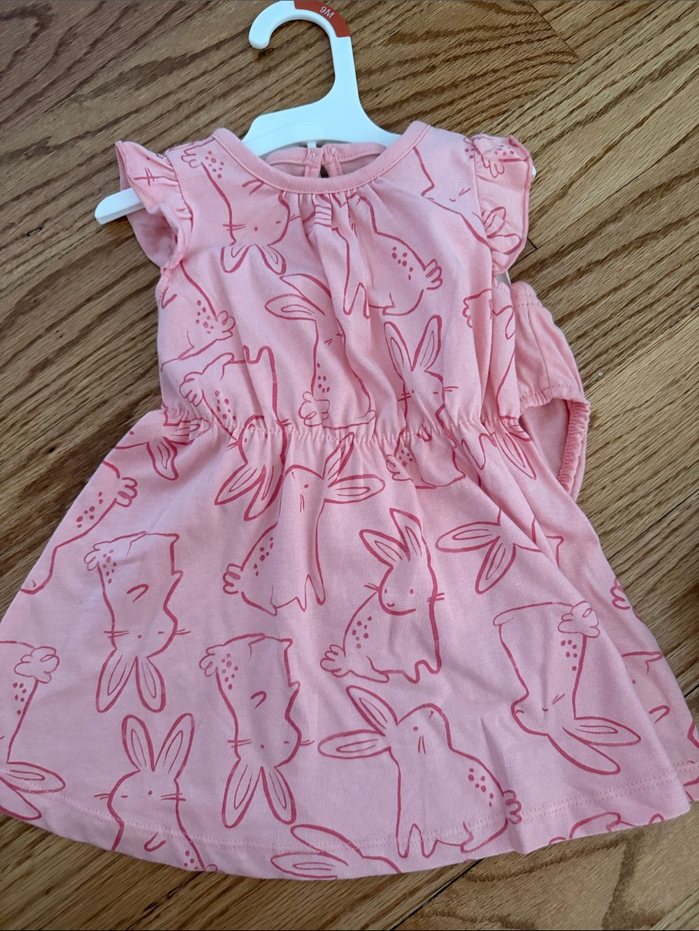 Girls' Pink Bunny Print Casual Dress